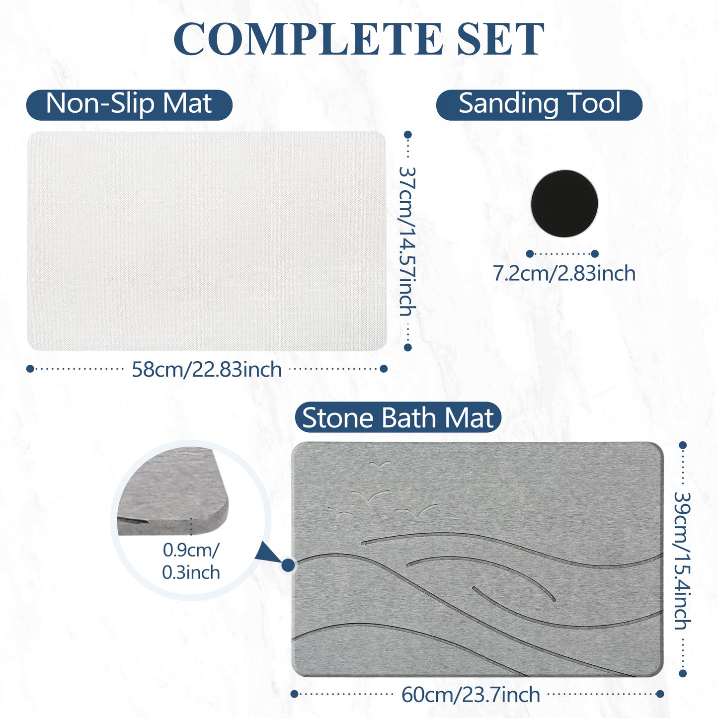 Burcha Design Bath Mat - Quick Drying Bath Mat Stone - Premium Mat for Bathroom, Ultra and Fast Drying for a Safe, Clean Experience - Safe Non - Slip Surface