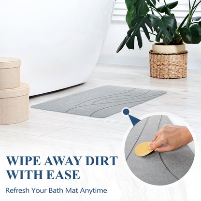 Burcha Design Bath Mat - Quick Drying Bath Mat Stone - Premium Mat for Bathroom, Ultra and Fast Drying for a Safe, Clean Experience - Safe Non - Slip Surface