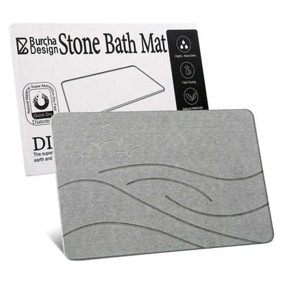 Burcha Design Bath Mat - Quick Drying Bath Mat Stone - Premium Mat for Bathroom, Ultra and Fast Drying for a Safe, Clean Experience - Safe Non - Slip Surface