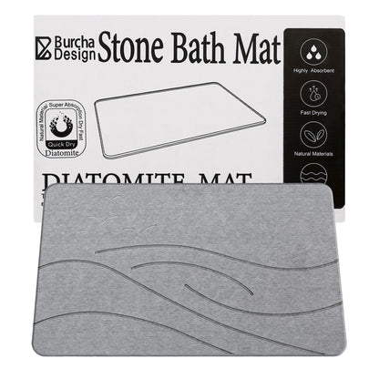 Burcha Design Bath Mat - Quick Drying Bath Mat Stone - Premium Mat for Bathroom, Ultra and Fast Drying for a Safe, Clean Experience - Safe Non - Slip Surface